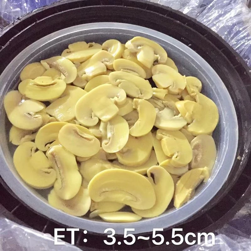 White sliced mushroom in drums